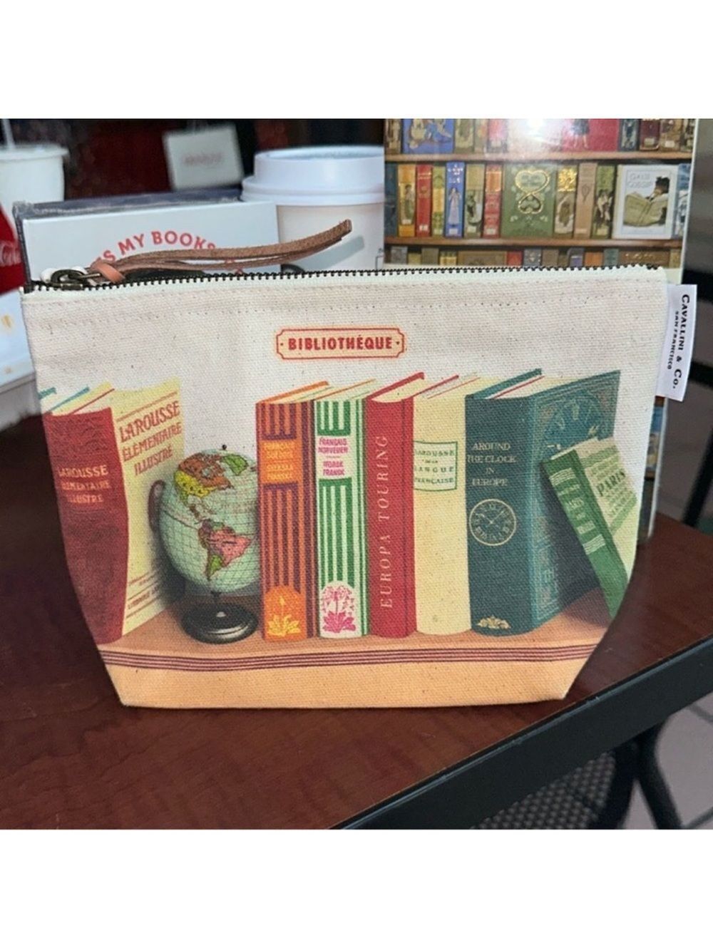 Cavallini & Co. San Francisco Library Print Vintage Cotton Leather Pouch